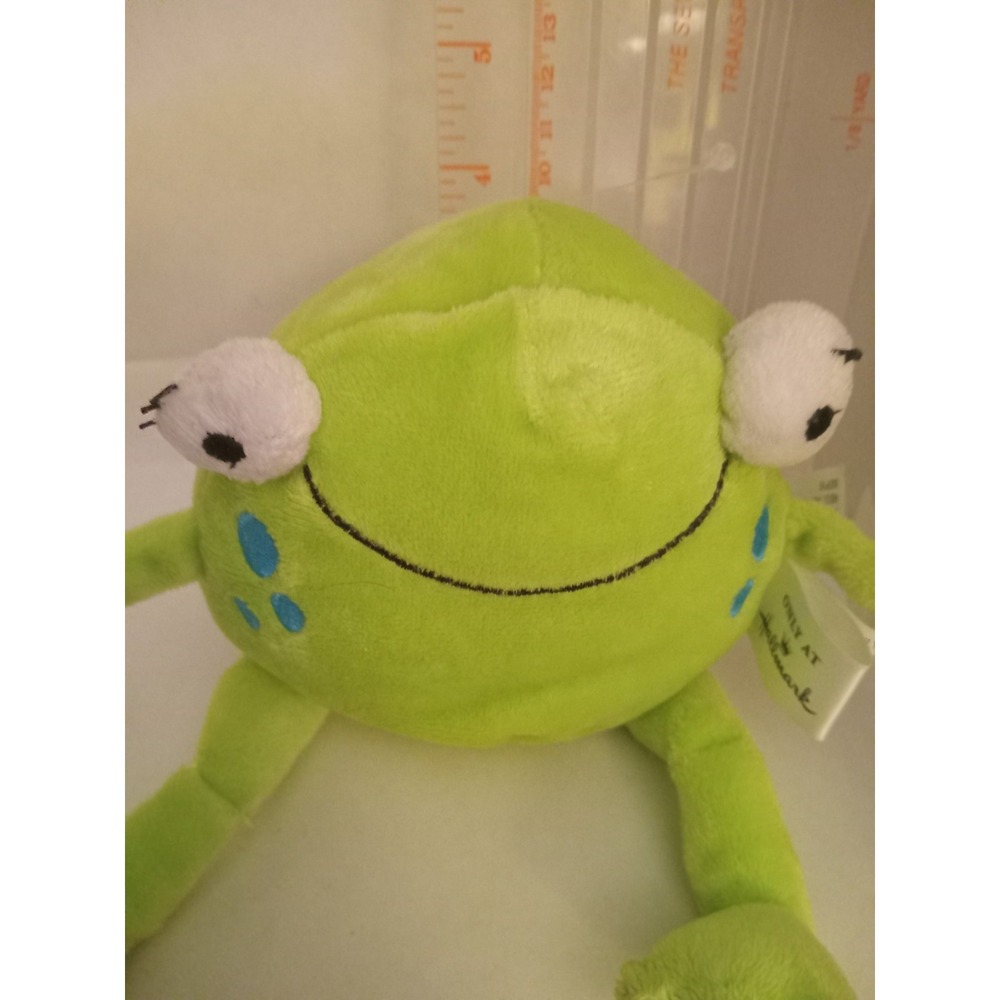 Green Frog Hallmark Sir Hop Blue Spots Plush Stuffed Animal Toy Magnetic Head